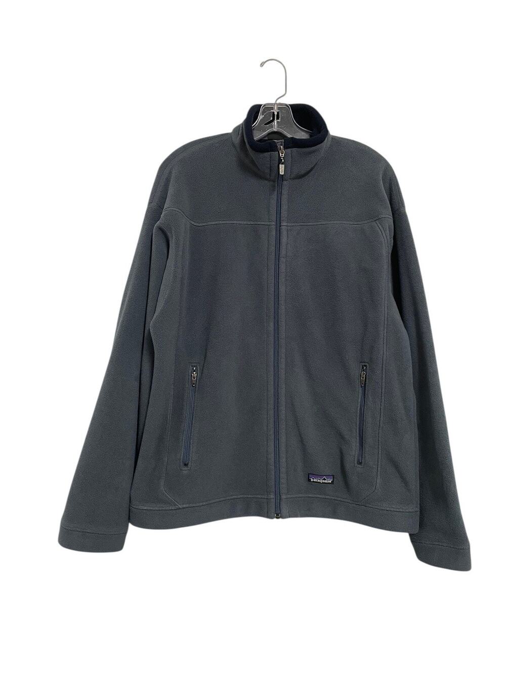 VTG Patagoni Synchilla Mens Blue Full Zip Fleece Jacket Pockets Logo Size Medium